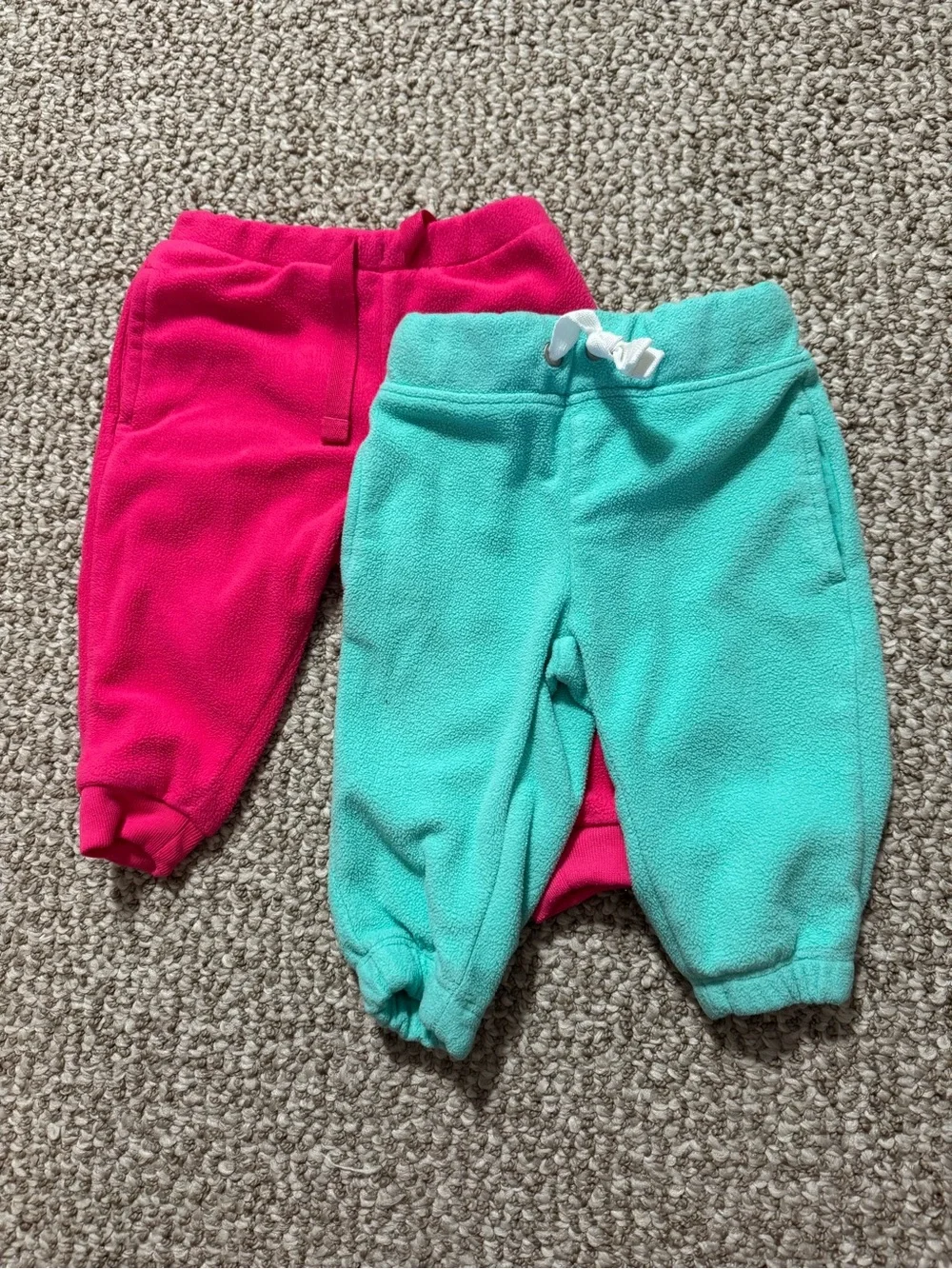 Set of 2 Baby Girl Carter's Fleece Jogger Pants Pink Teal 6 Months Warm Winter